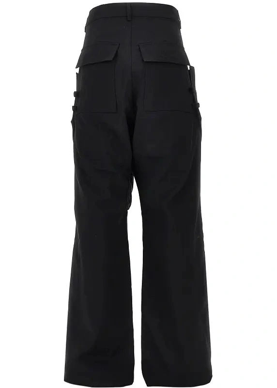 Pantaloni Rick Owens negri din lana si canvas - Img 3