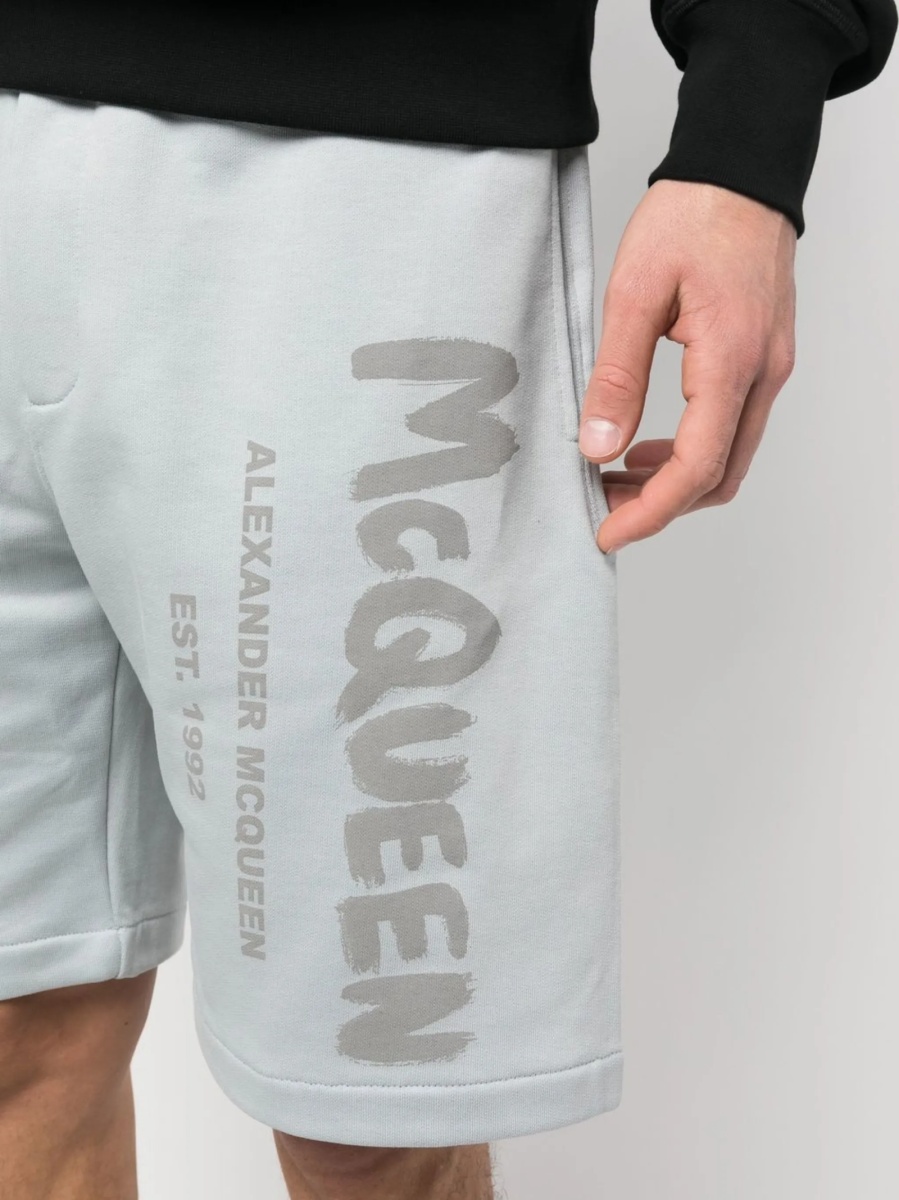 Pantaloni scurti Alexander McQueen albastri din bumbac - Img 5