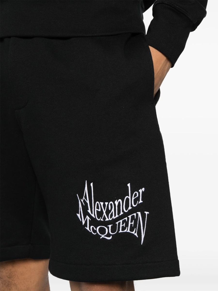 Pantaloni scurti Alexander McQueen negri din bumbac si vascoza - Img 5