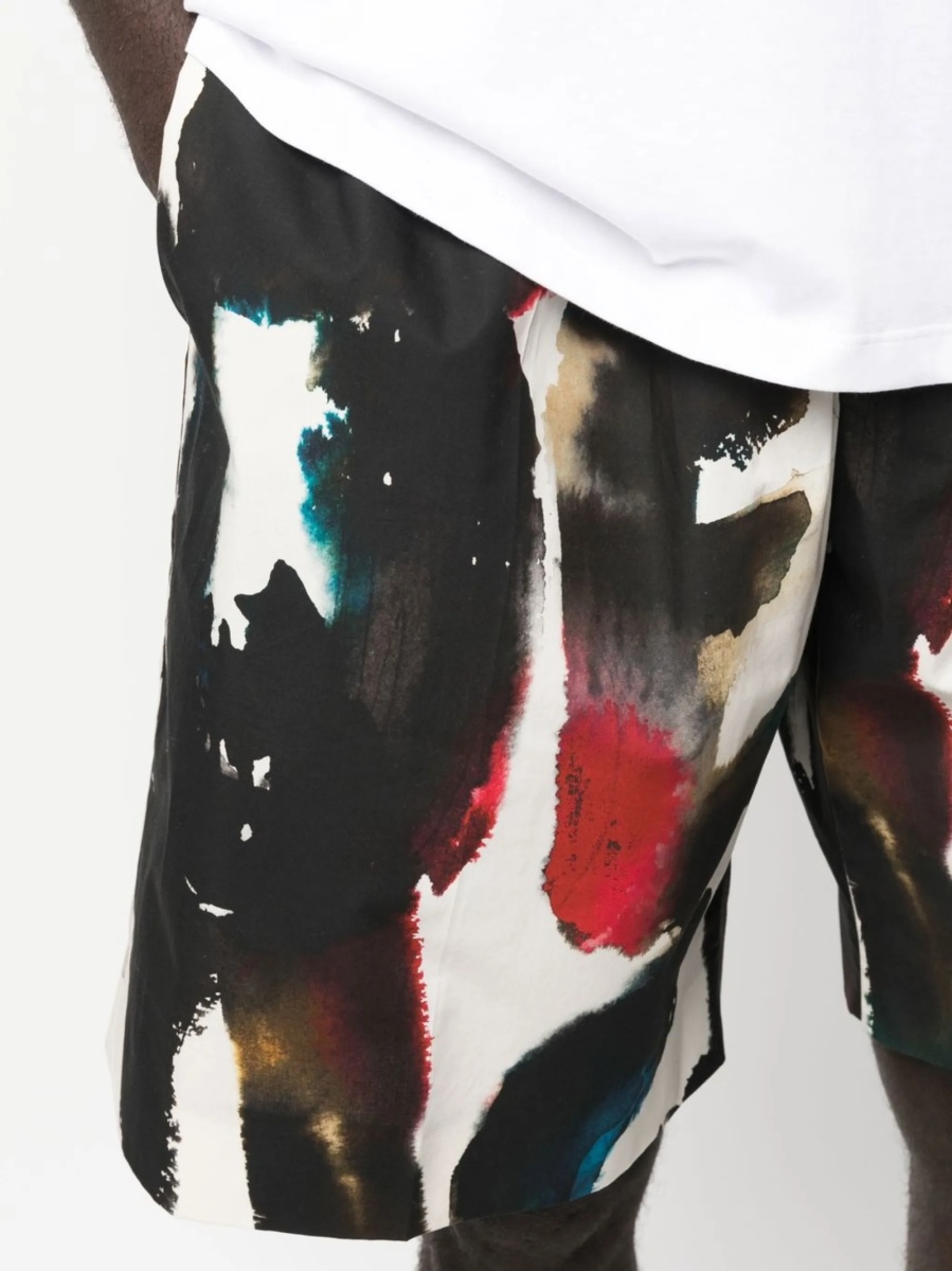 Pantaloni scurti Alexander McQueen negri din bumbac - Img 5