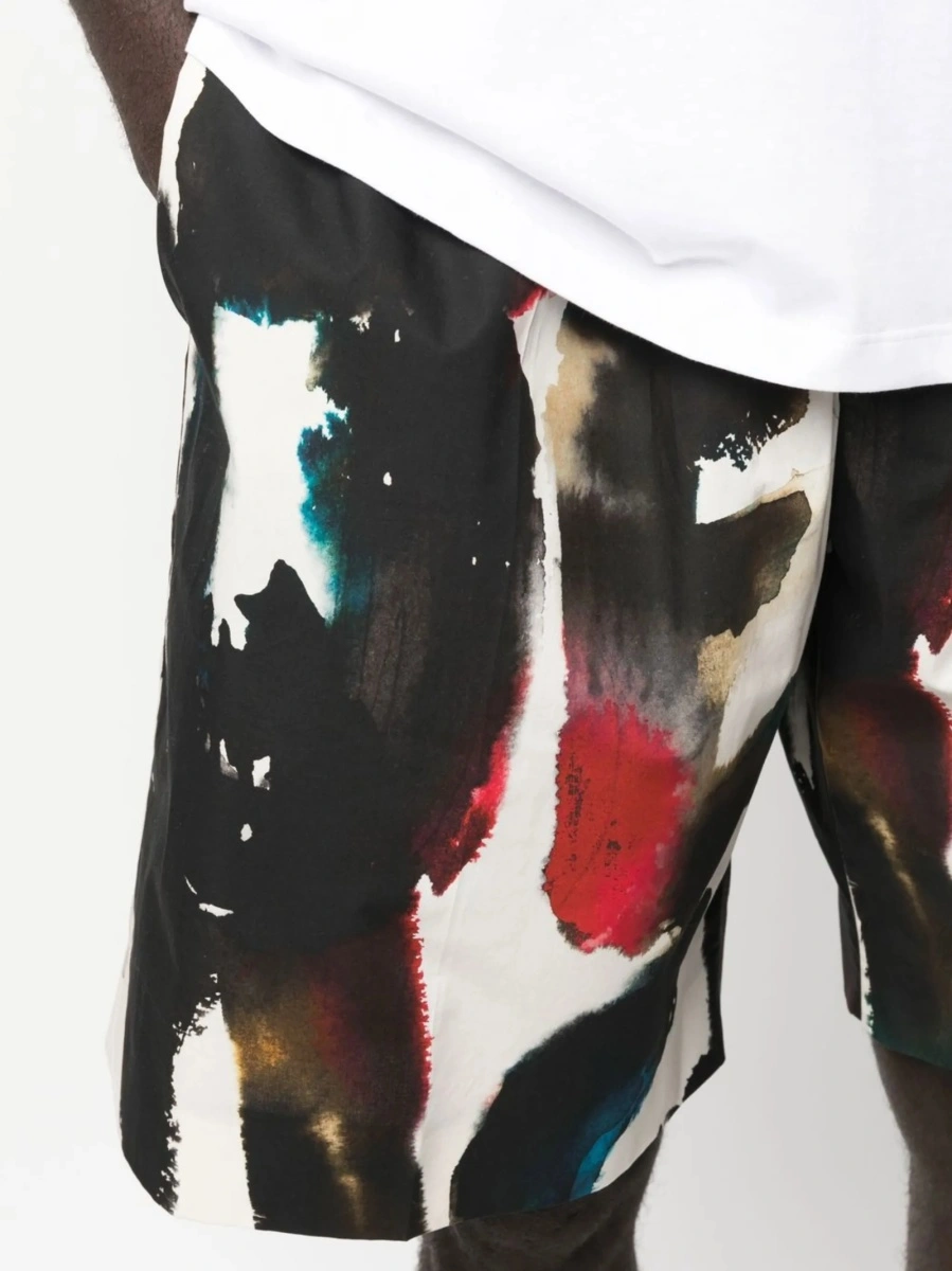 Pantaloni scurti Alexander McQueen negri din bumbac - Img 5