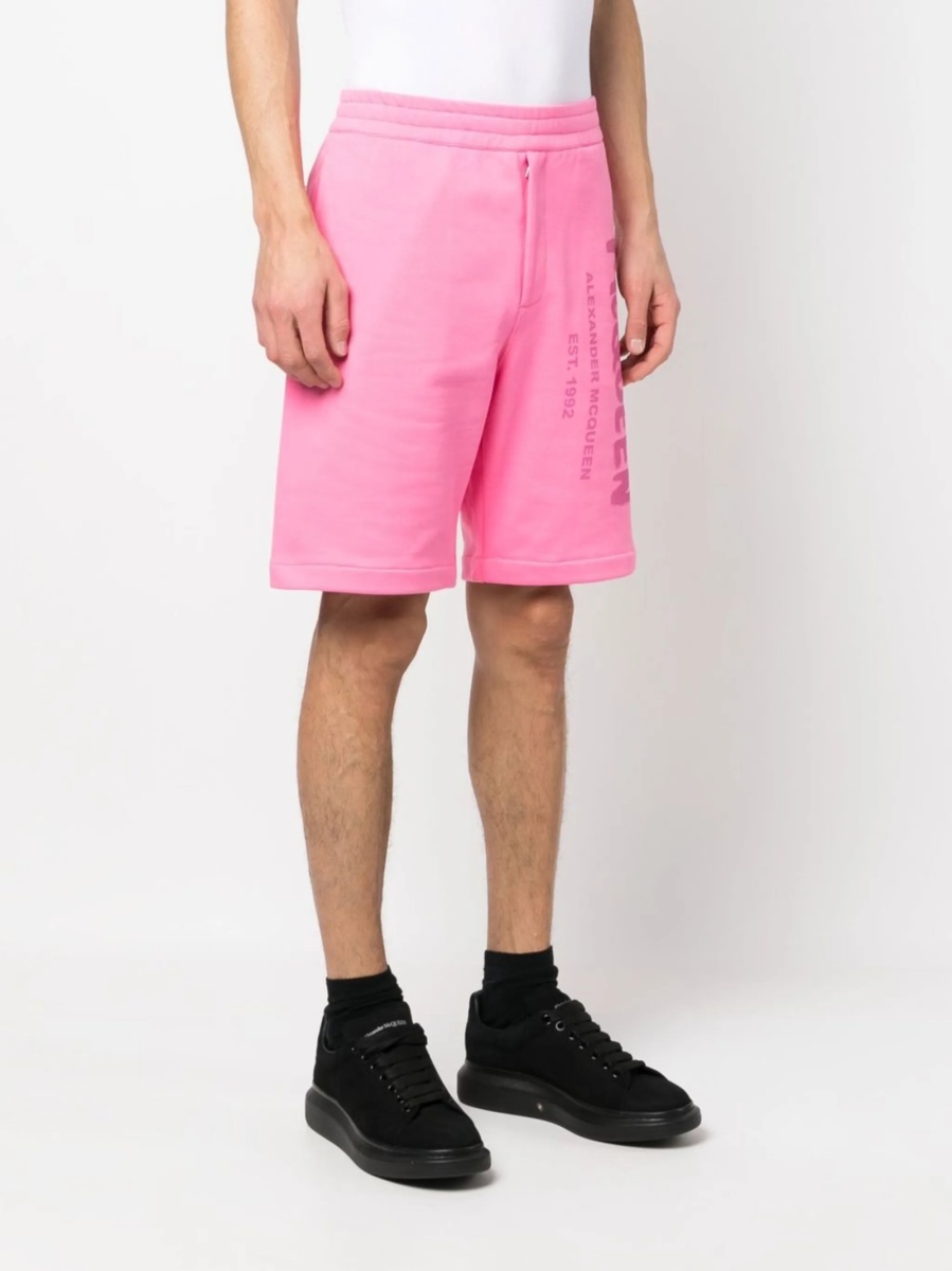 Pantaloni scurti Alexander McQueen roz din bumbac - Img 3