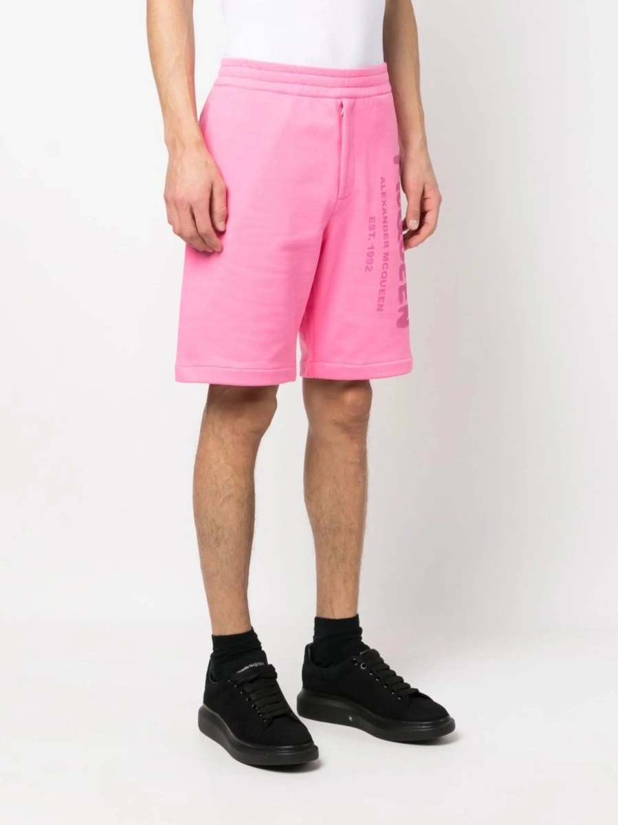 Pantaloni scurti Alexander McQueen roz din bumbac - Img 3
