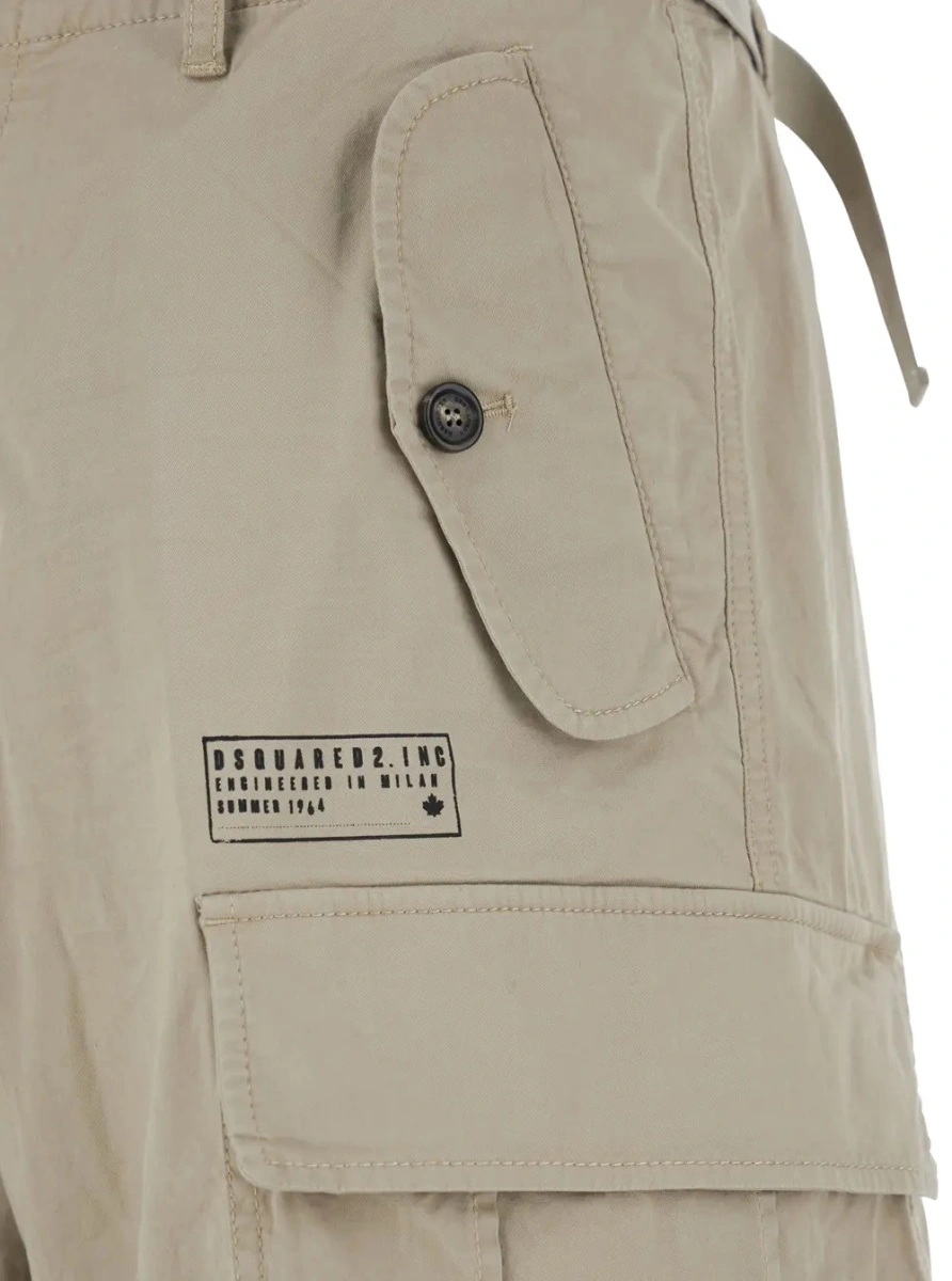 Pantaloni scurti DSQUARED2 bej din bumbac - Img 3