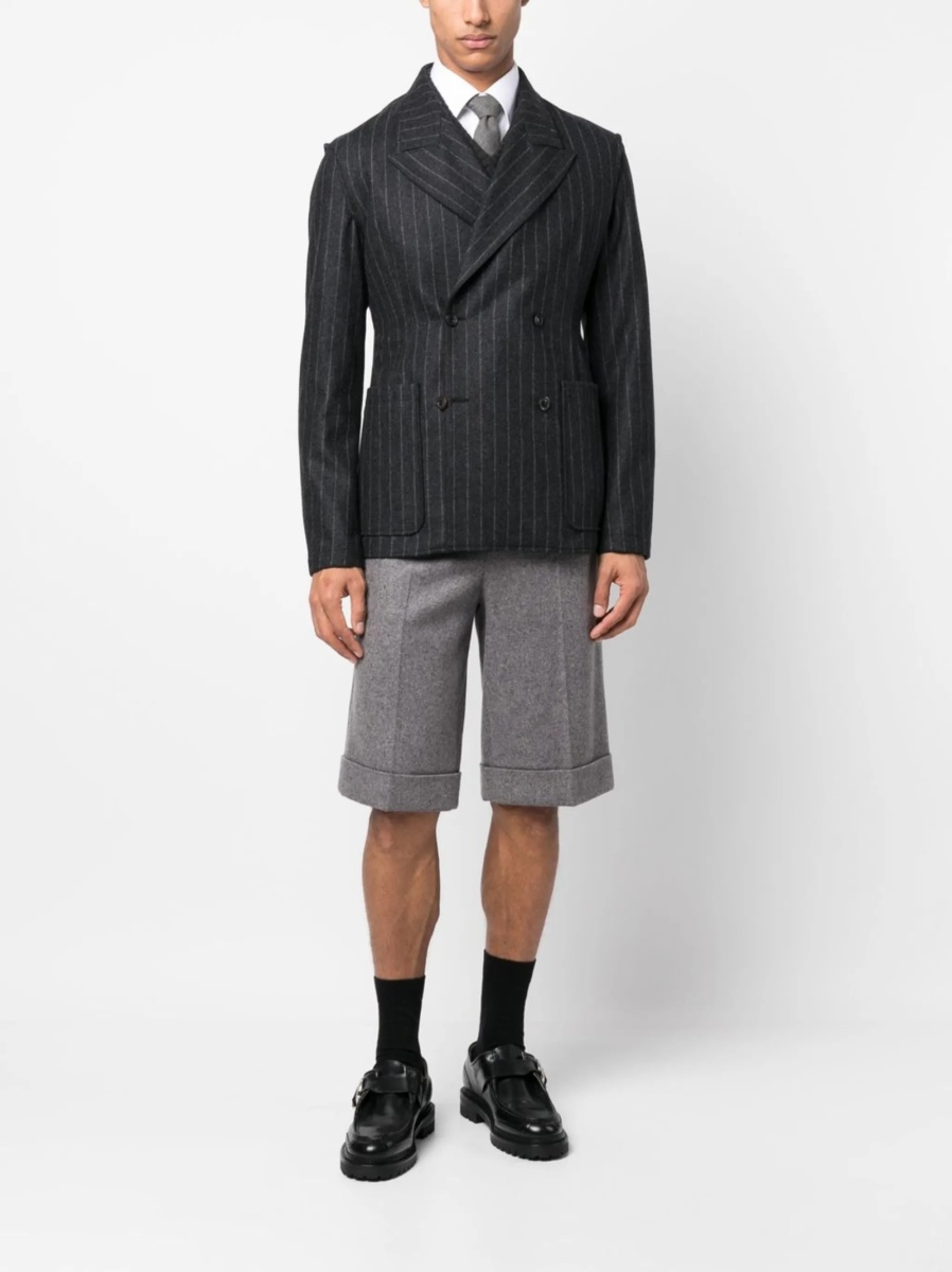 Pantaloni scurti Gucci gri din lana si casmir - Img 2
