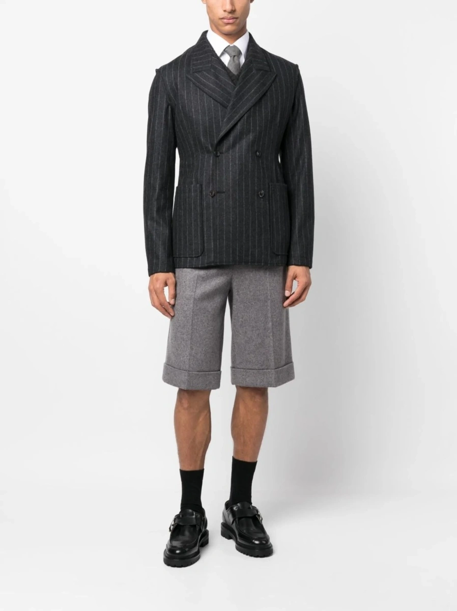 Pantaloni scurti Gucci gri din lana si casmir - Img 2