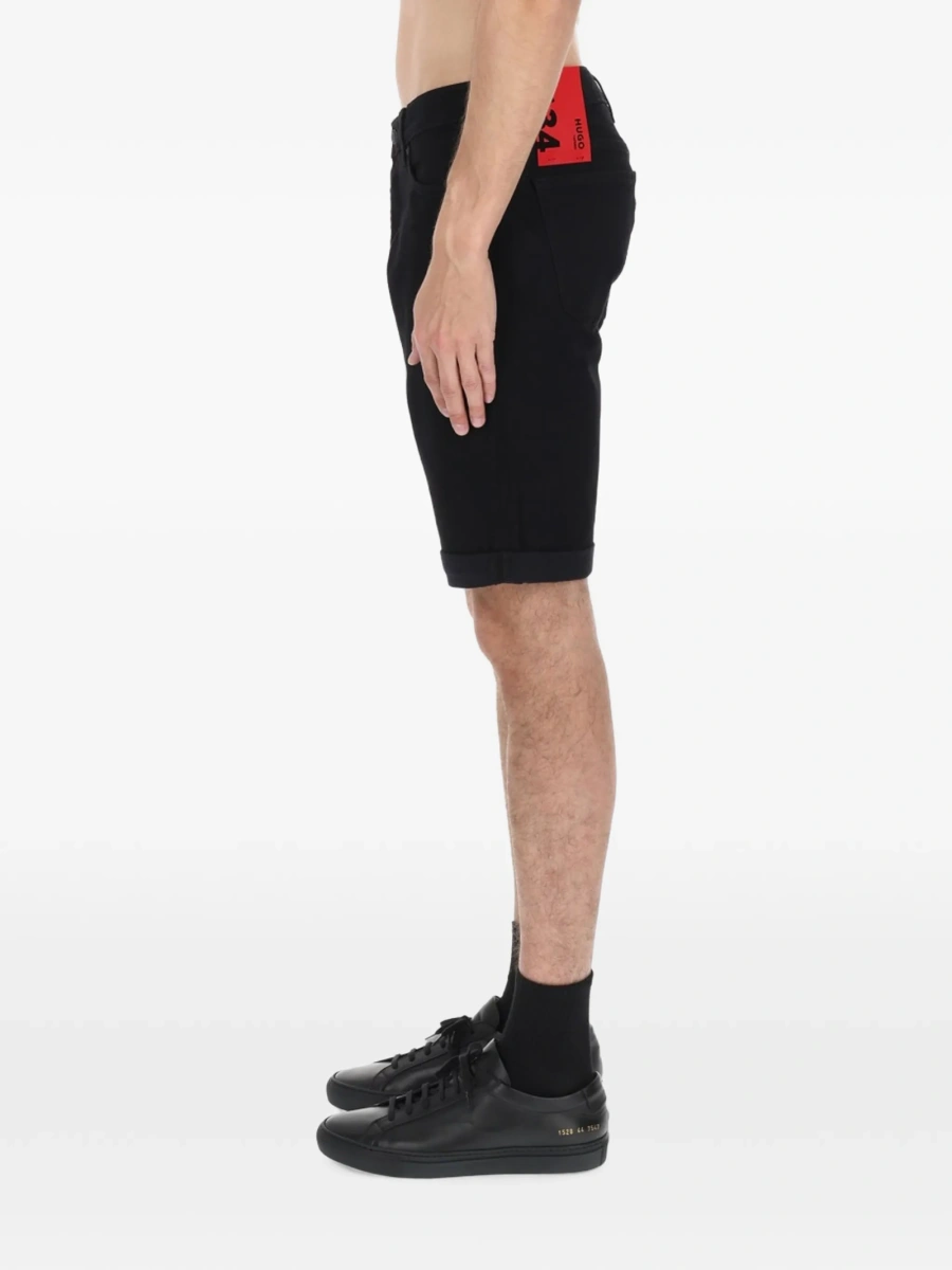 Pantaloni scurti Hugo Boss negri din elastan si bumbac - Img 3