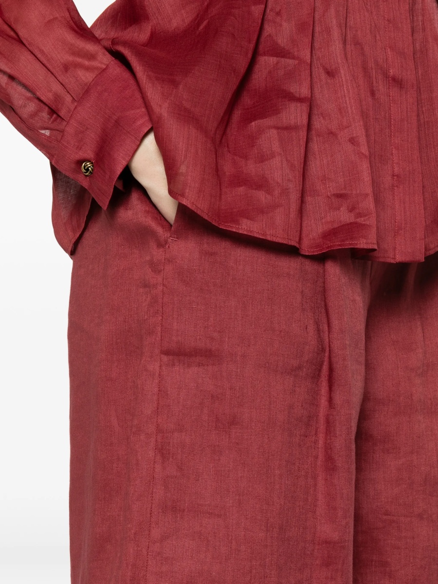 Pantaloni scurti MaxMara Studio rosii din in - Img 5