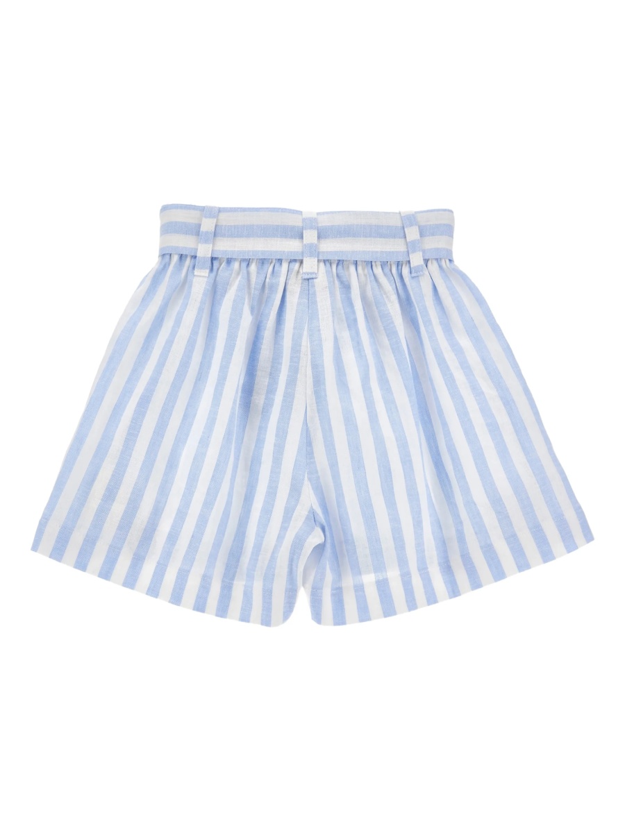 Pantaloni scurti Monnalisa albastri din in si vascoza - Img 2