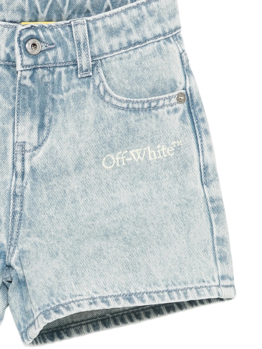 Pantaloni scurti Off-White albastri din bumbac - Img 3