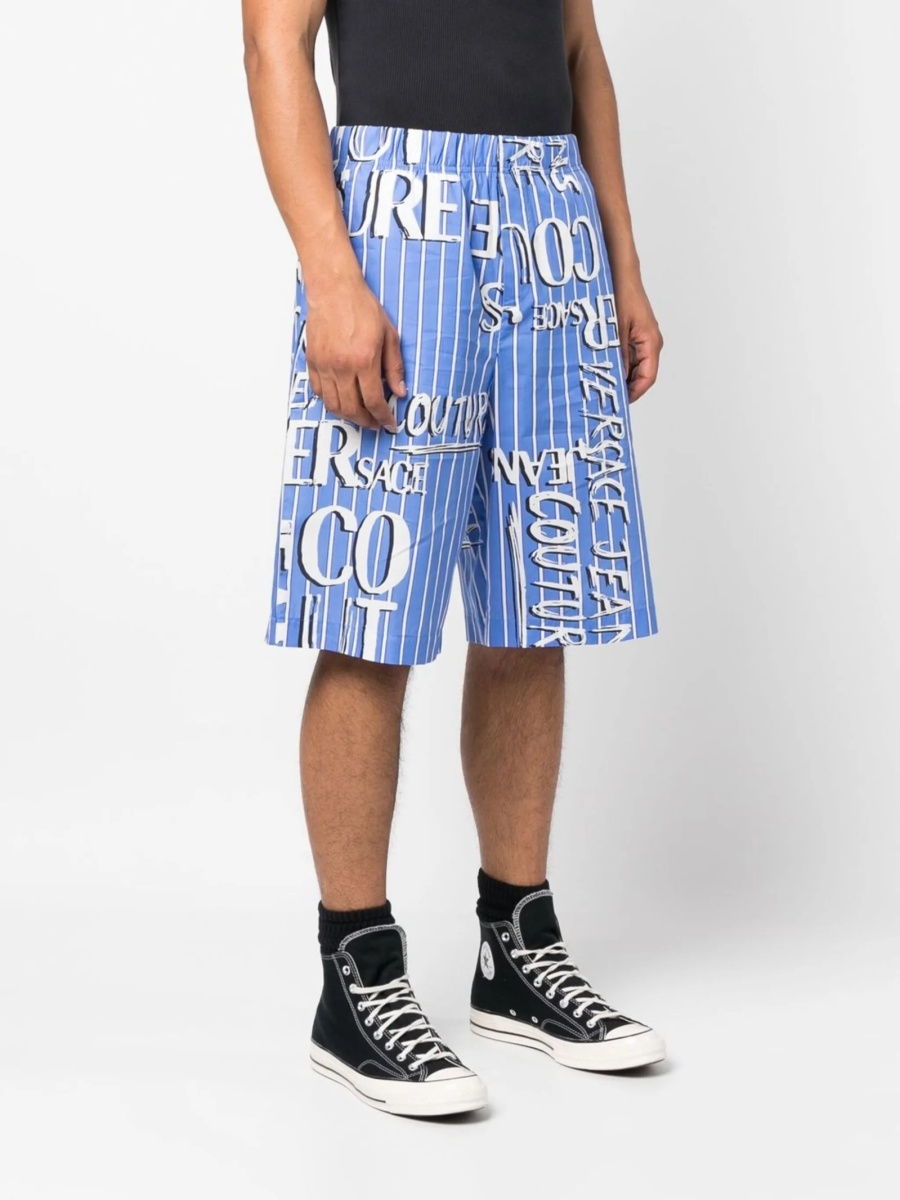 Pantaloni scurti Versace Jeans Couture albastri din bumbac - Img 3