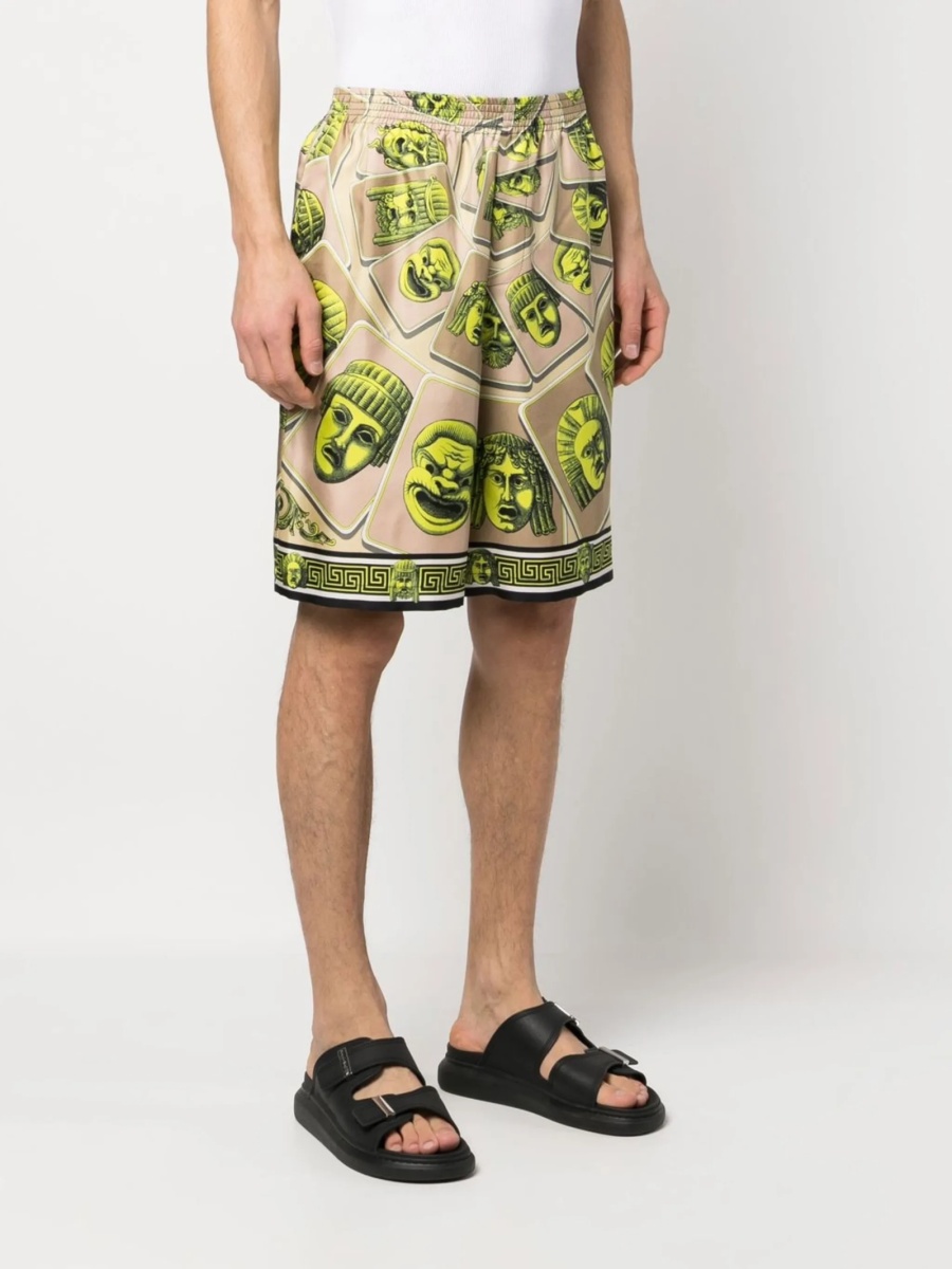 Pantaloni scurti Versace verzi din matase - Img 3