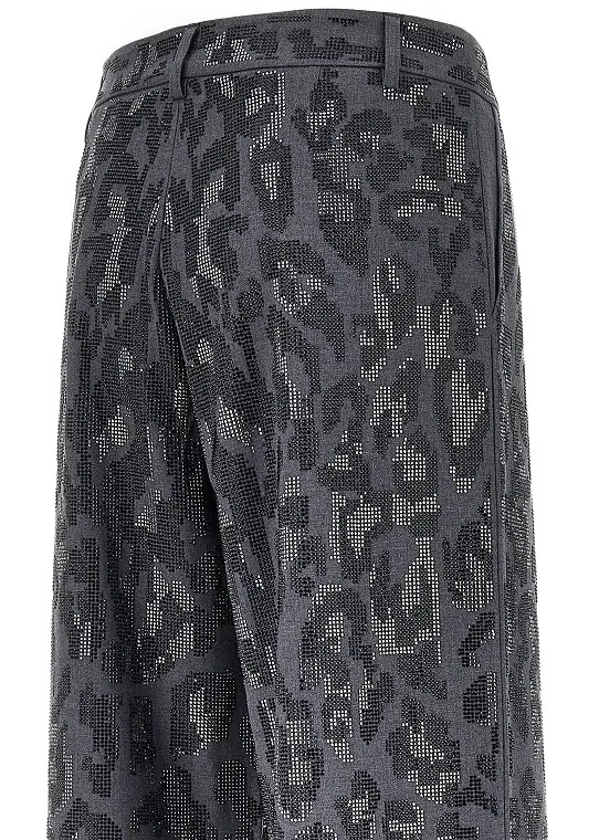 Pantaloni Strass-embellished leopard wide leg pants - Img 4