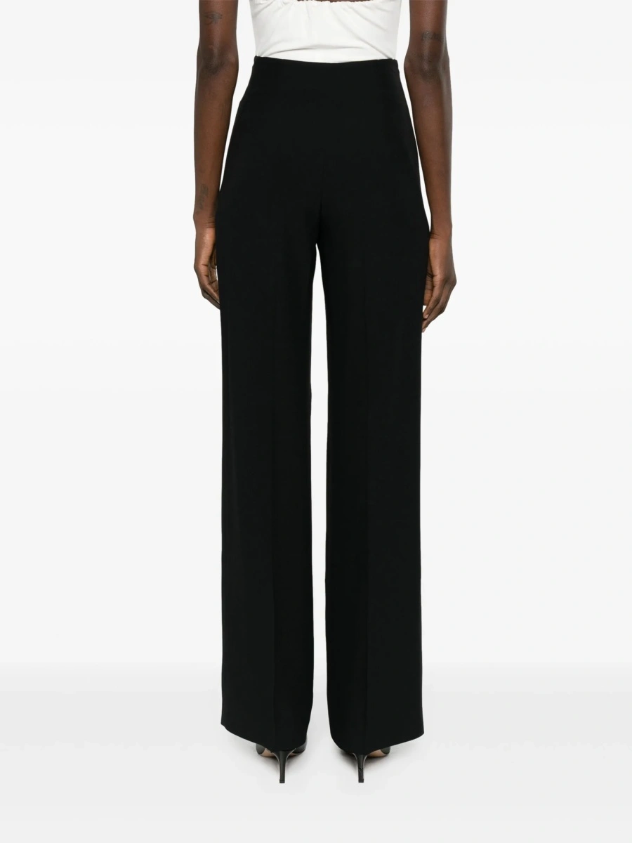 Pantaloni talie inalta Alberta Ferretti negri din vascoza si acetat - Img 4