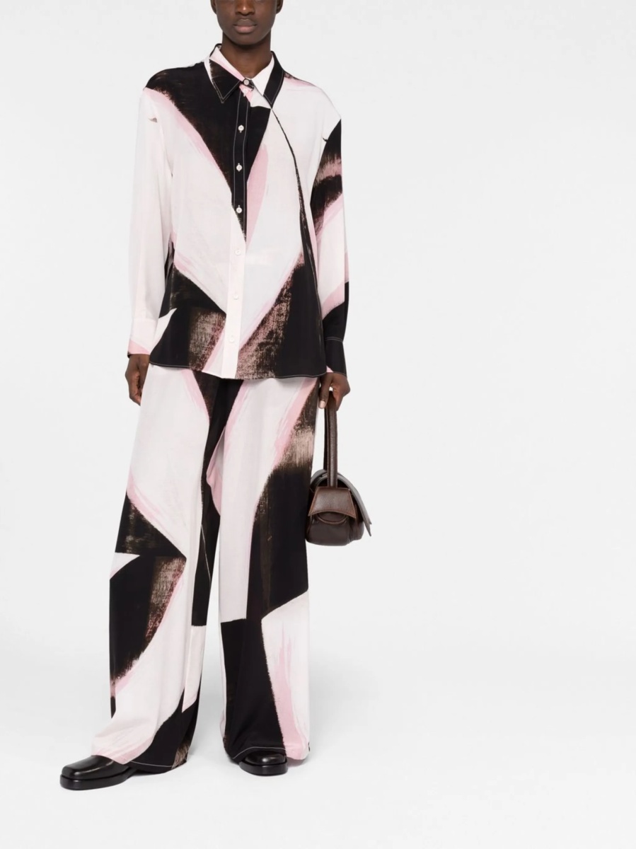 Pantaloni talie inalta Alexander McQueen negri din matase - Img 2