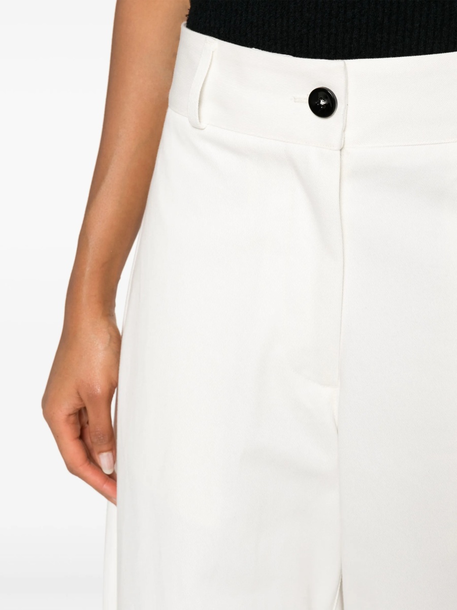 Pantaloni talie inalta Jil Sander albi din bumbac - Img 5
