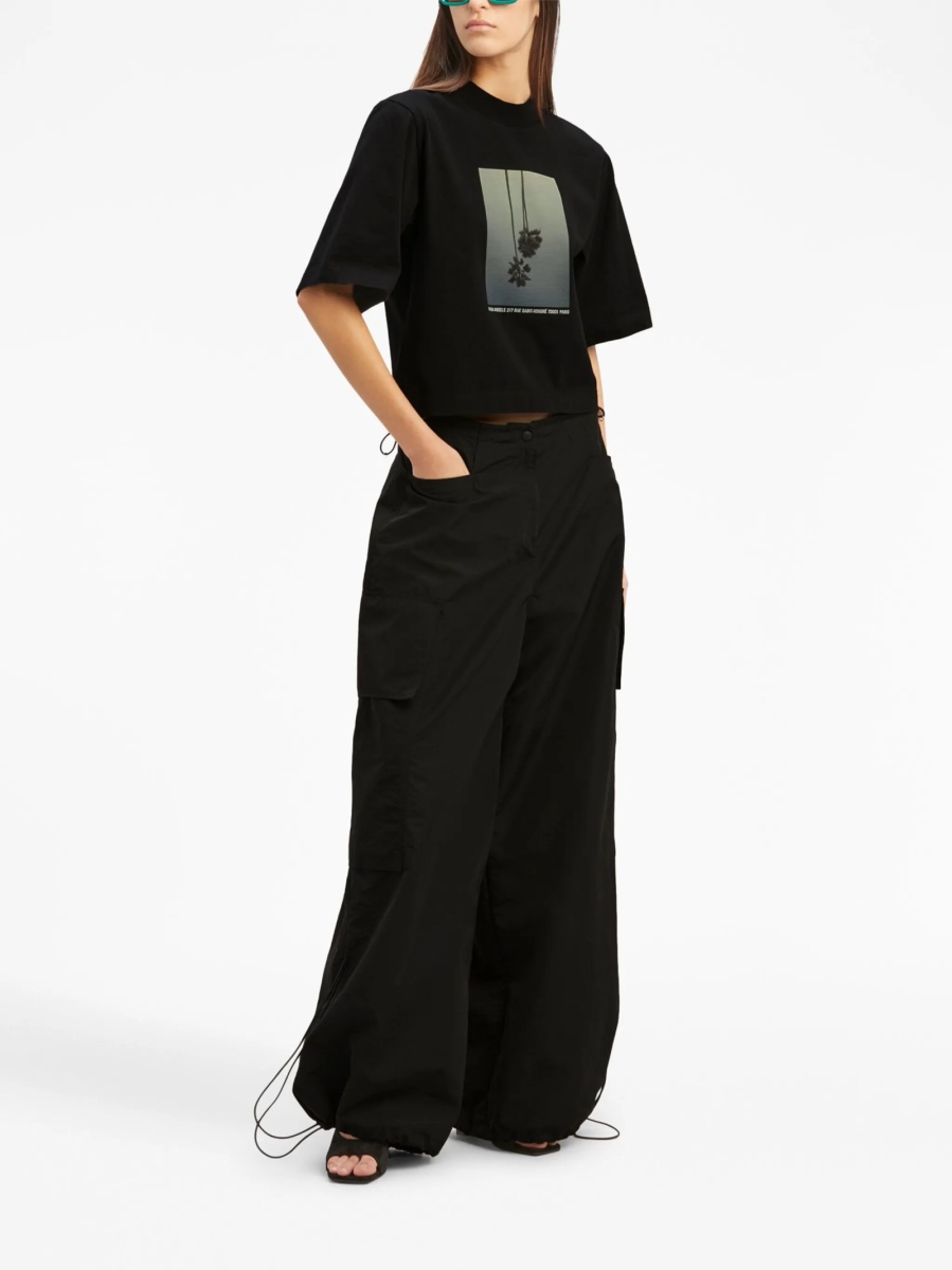 Pantaloni talie inalta Palm Angels track negri - Img 2