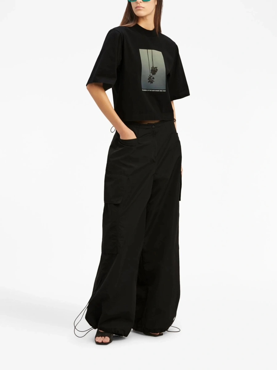 Pantaloni talie inalta Palm Angels track negri - Img 2