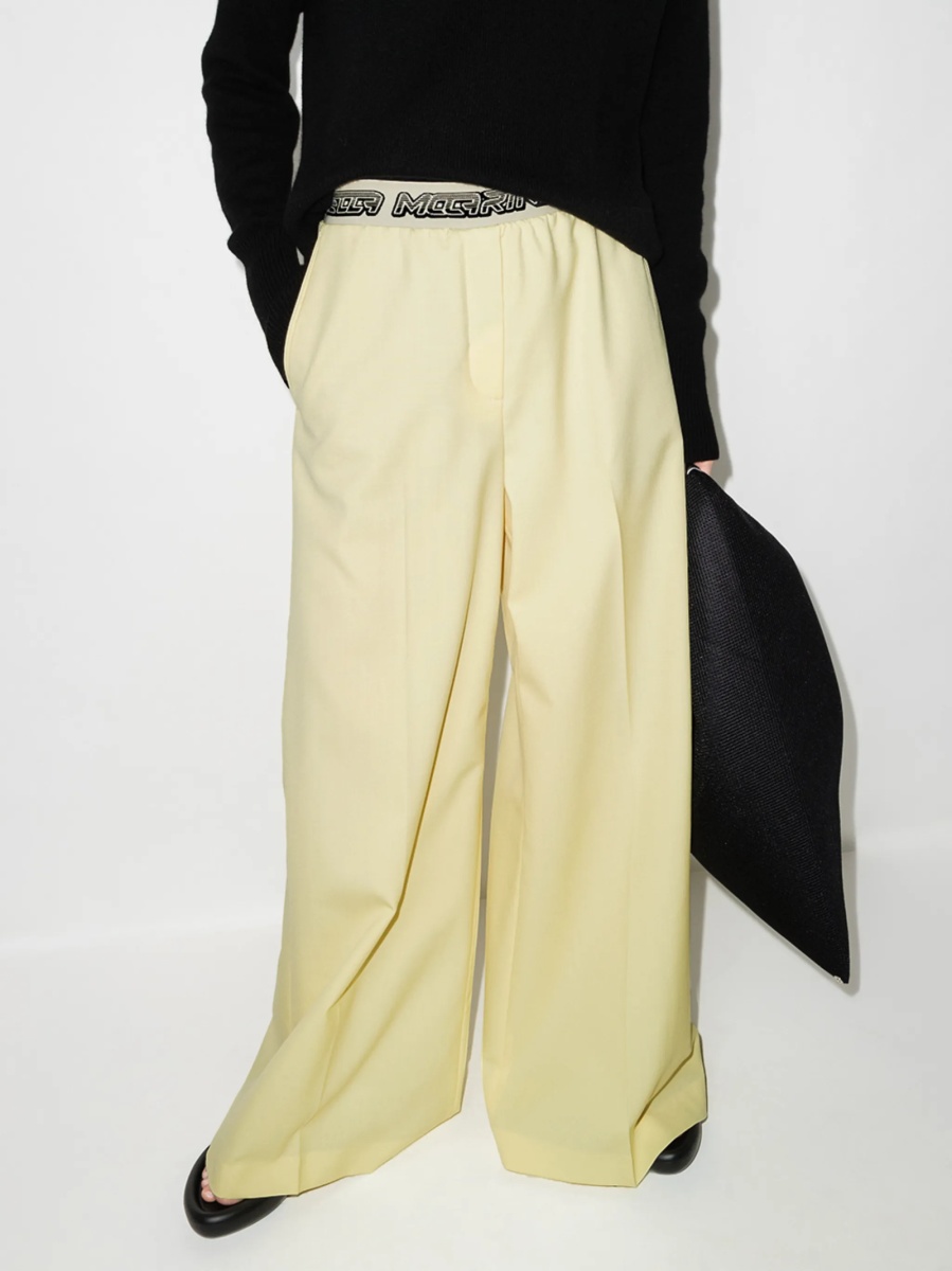 Pantaloni talie inalta Stella McCartney galbeni din lana - Img 2