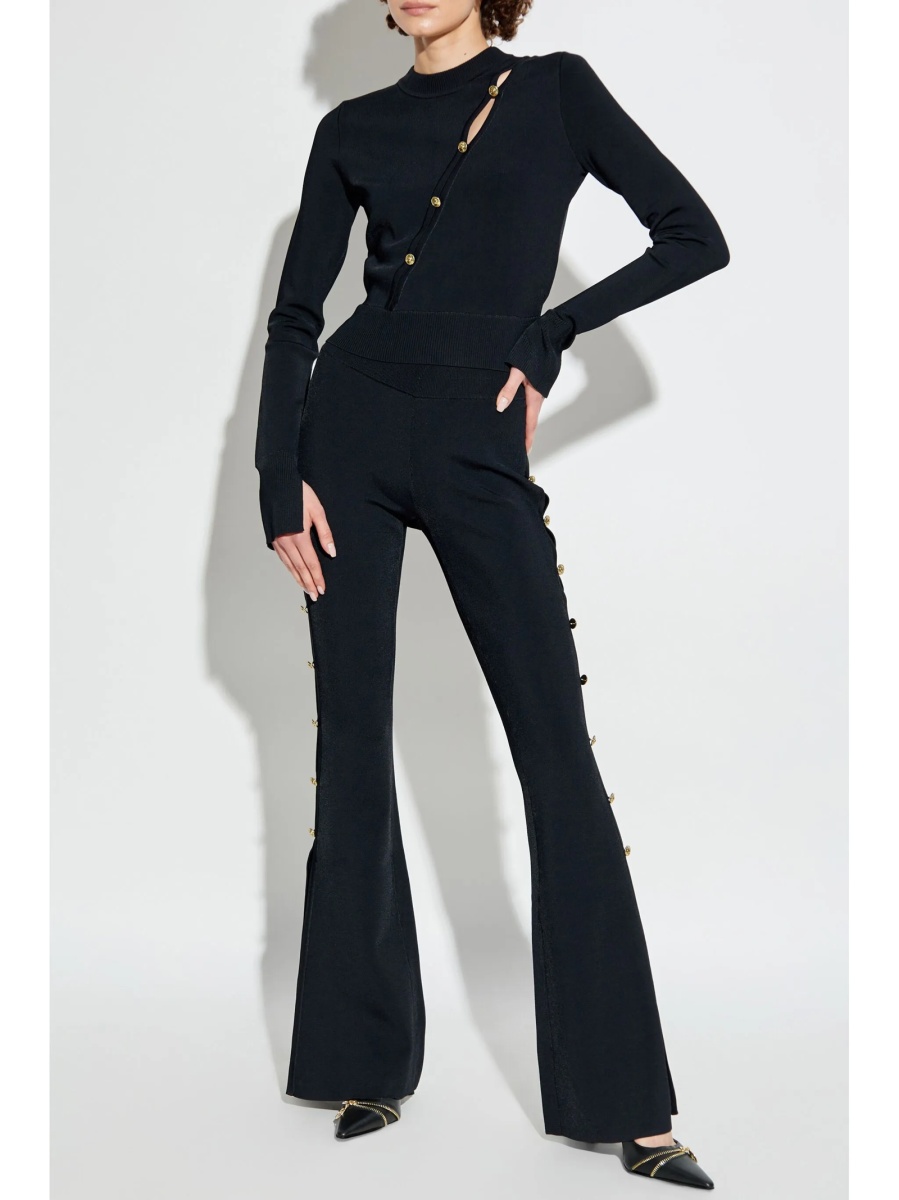 Pantaloni talie inalta Versace Jeans Couture negri - Img 2