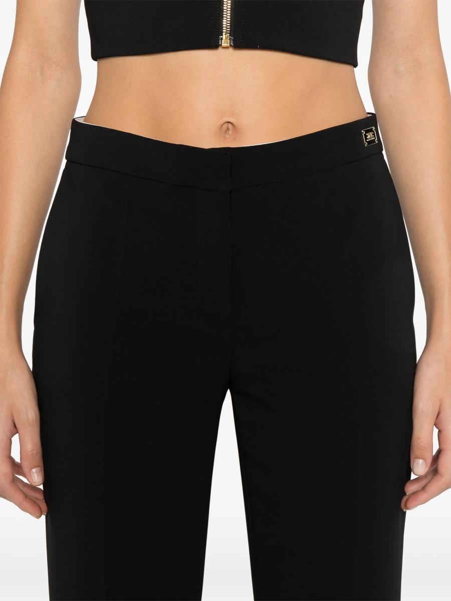 Pantaloni trei sferturi Elisabetta Franchi negri din elastan si polyester - Img 5