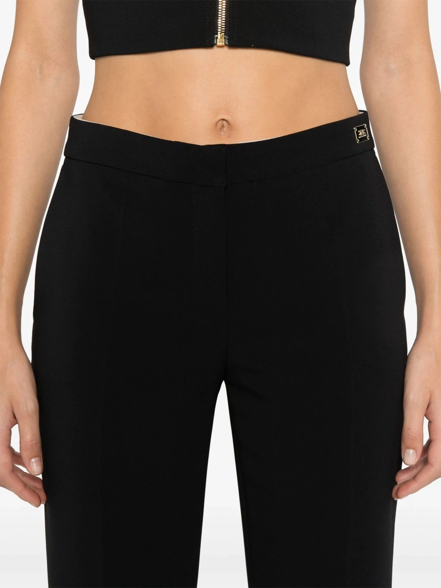 Pantaloni trei sferturi Elisabetta Franchi negri din elastan si polyester - Img 5