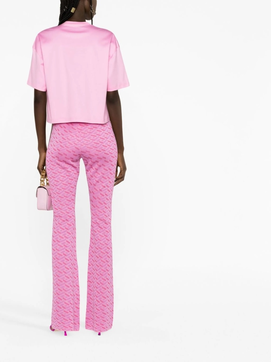 Pantaloni tricotati Versace La Greca roz - Img 4
