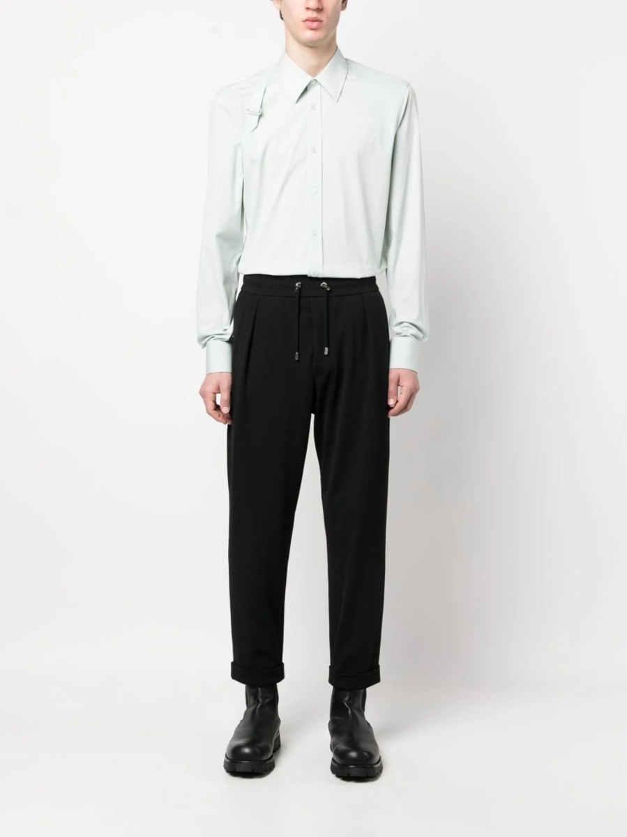 Pantaloni tur lasat Balmain negri din elastan si poliamida - Img 2