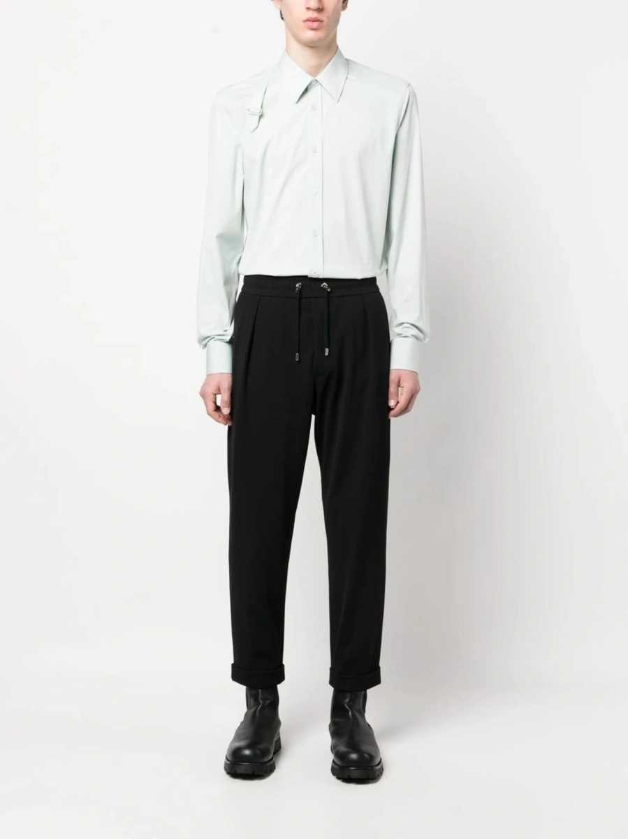 Pantaloni tur lasat Balmain negri din elastan si poliamida - Img 2