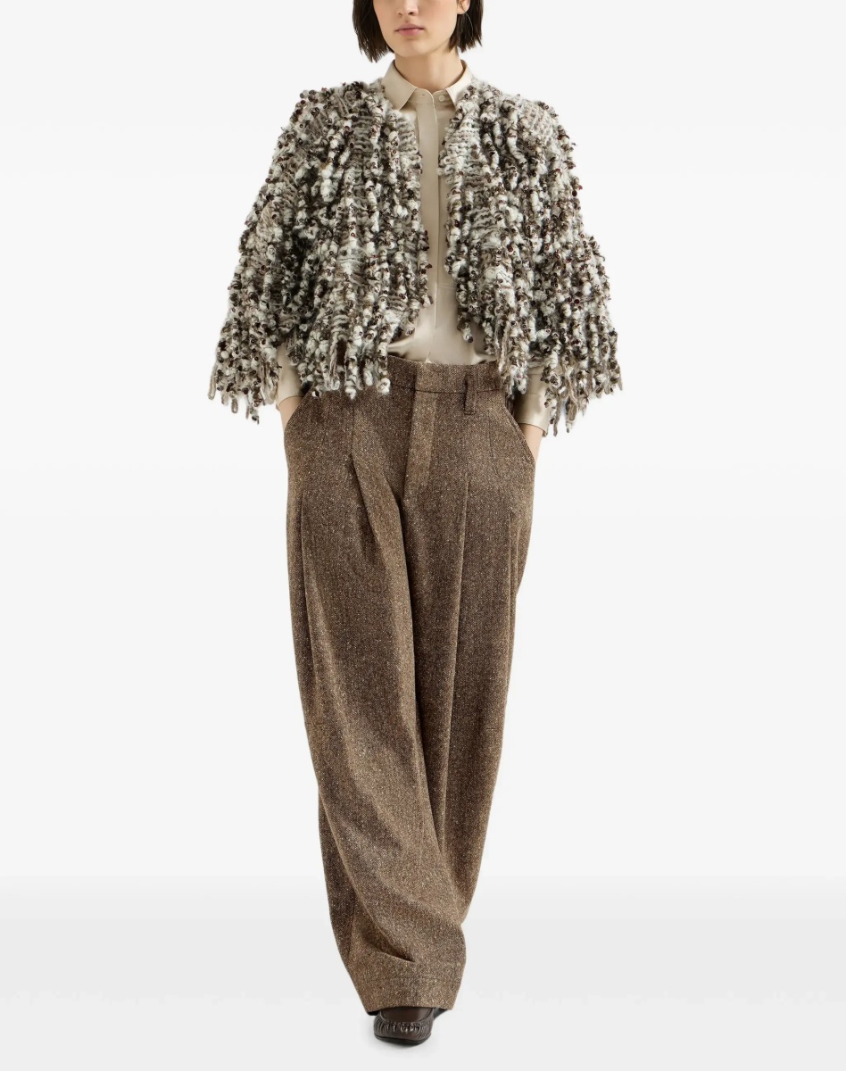 Pantaloni Virgin wool palazzo Pants with Monili detail - Img 4