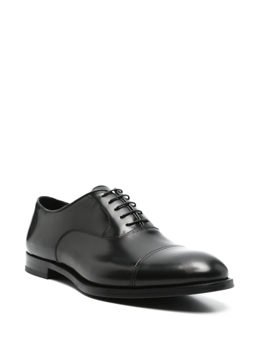Pantofi Black Smooth Leather Five-Hole Oxford Shoes for Men - Img 5
