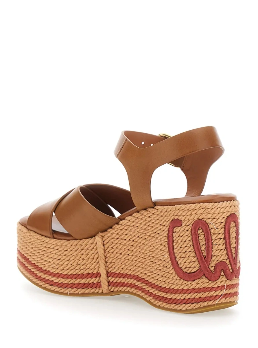 Pantofi cu platforma Chloe maro din piele - Img 2