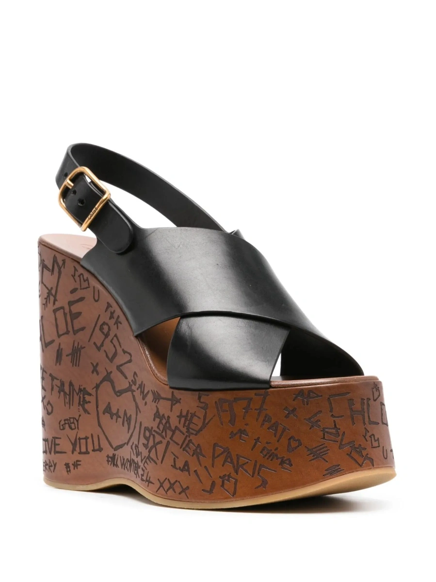 Pantofi cu platforma Chloe negri din piele - Img 5