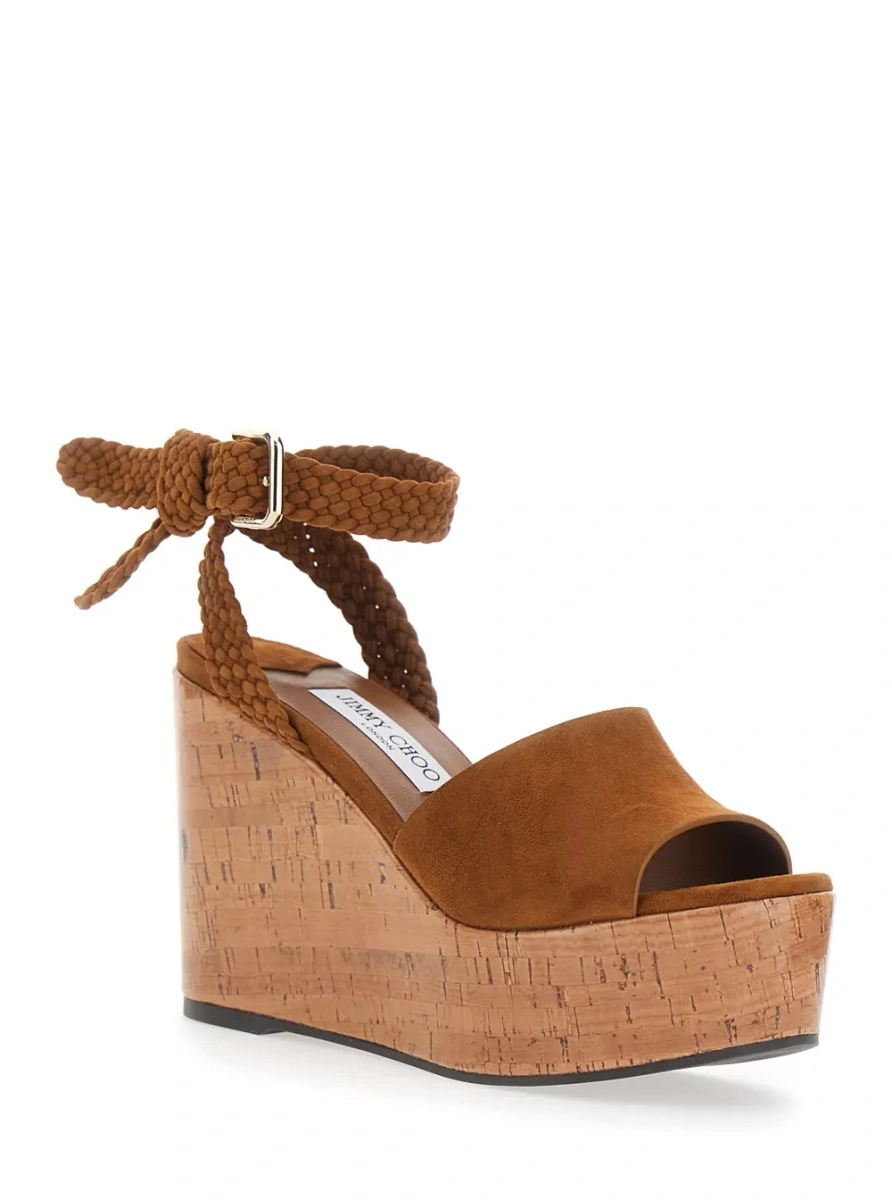 Pantofi cu platforma Jimmy Choo maro din piele - Img 2