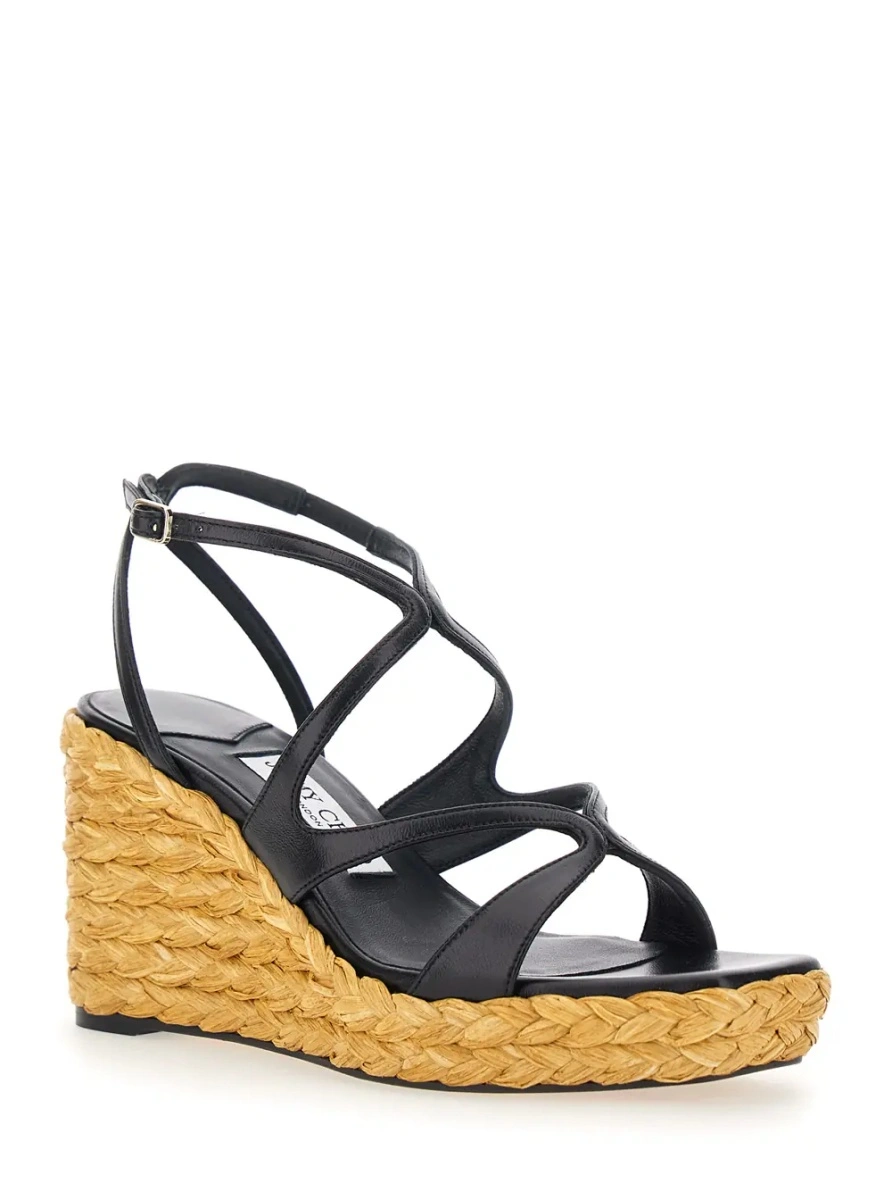 Pantofi cu platforma Jimmy Choo negri din piele si material textil - Img 2