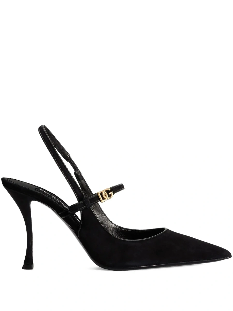 Pantofi cu toc Dolce &amp; Gabbana negri din piele intoarsa - Img 8