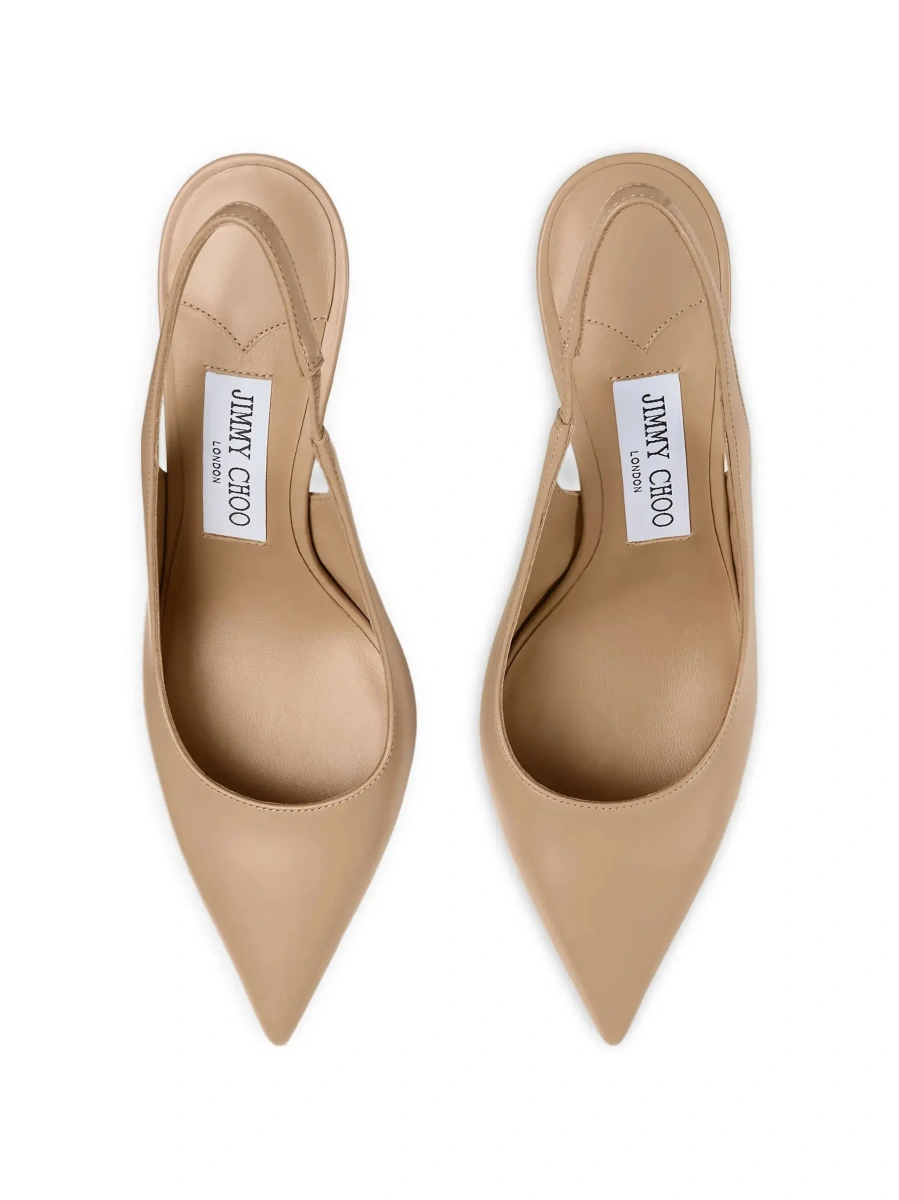 Pantofi cu toc Jimmy Choo bej din piele - Img 6