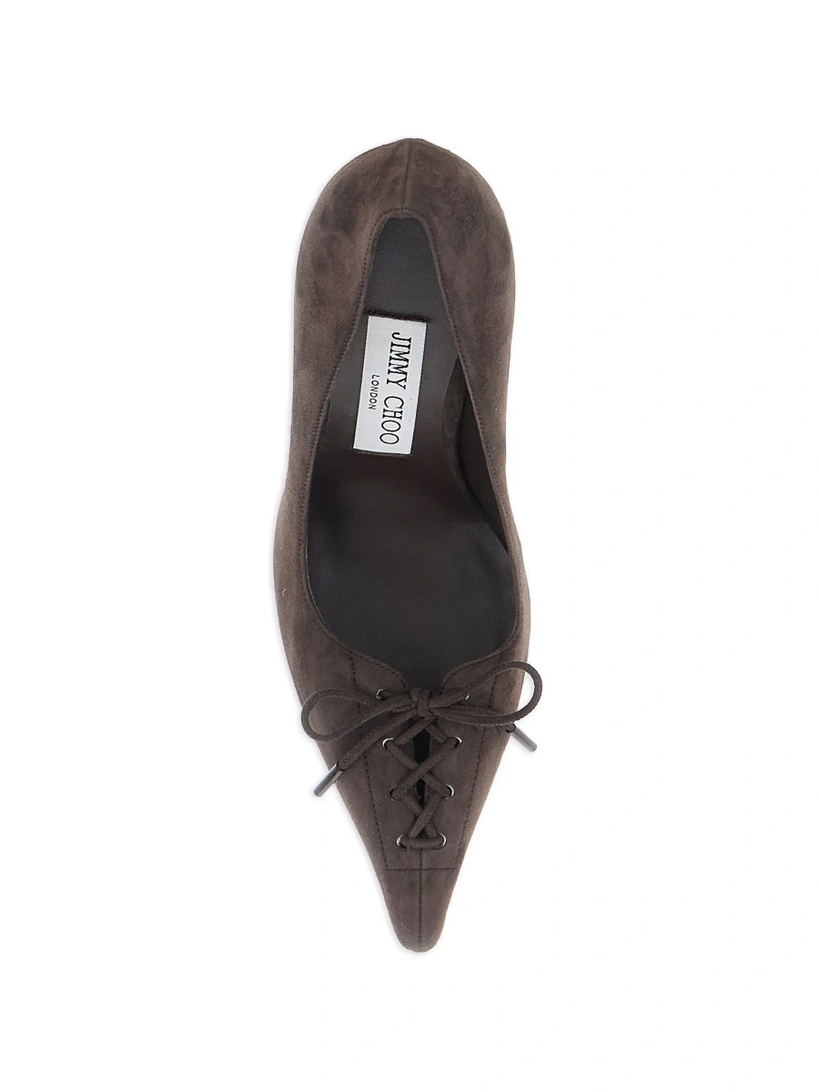 Pantofi cu toc Jimmy Choo maro din piele intoarsa 'Scarlett' - Img 7
