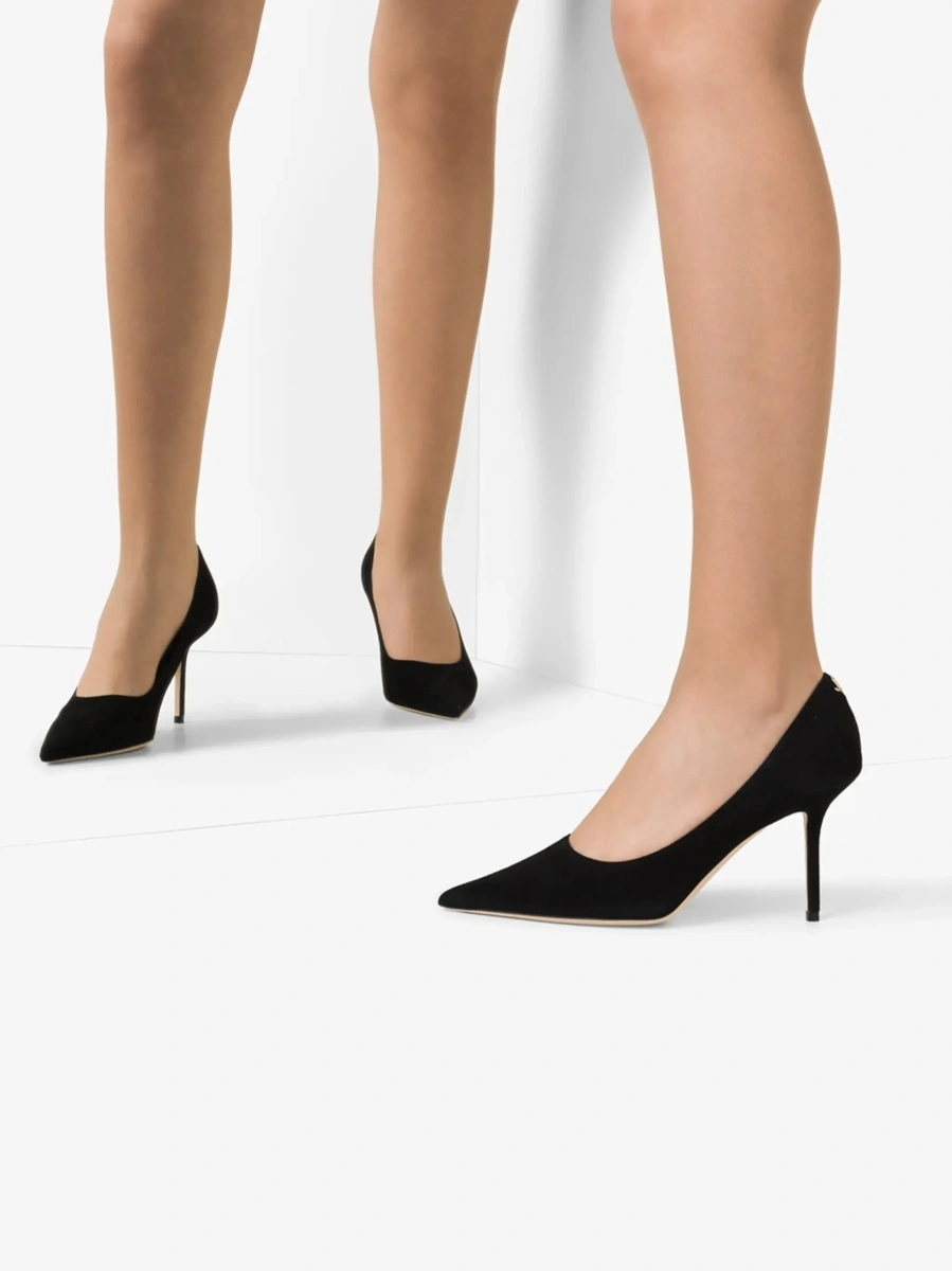 Pantofi cu toc Jimmy Choo negri din piele intoarsa - Img 6