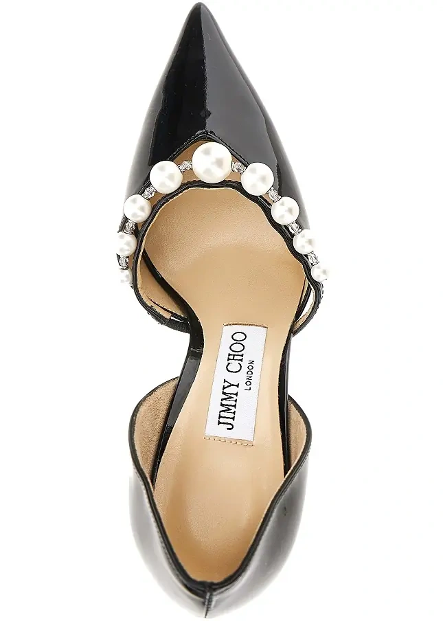 Pantofi cu toc Jimmy Choo negri din piele lacuita 'Aurelie 85' - Img 4
