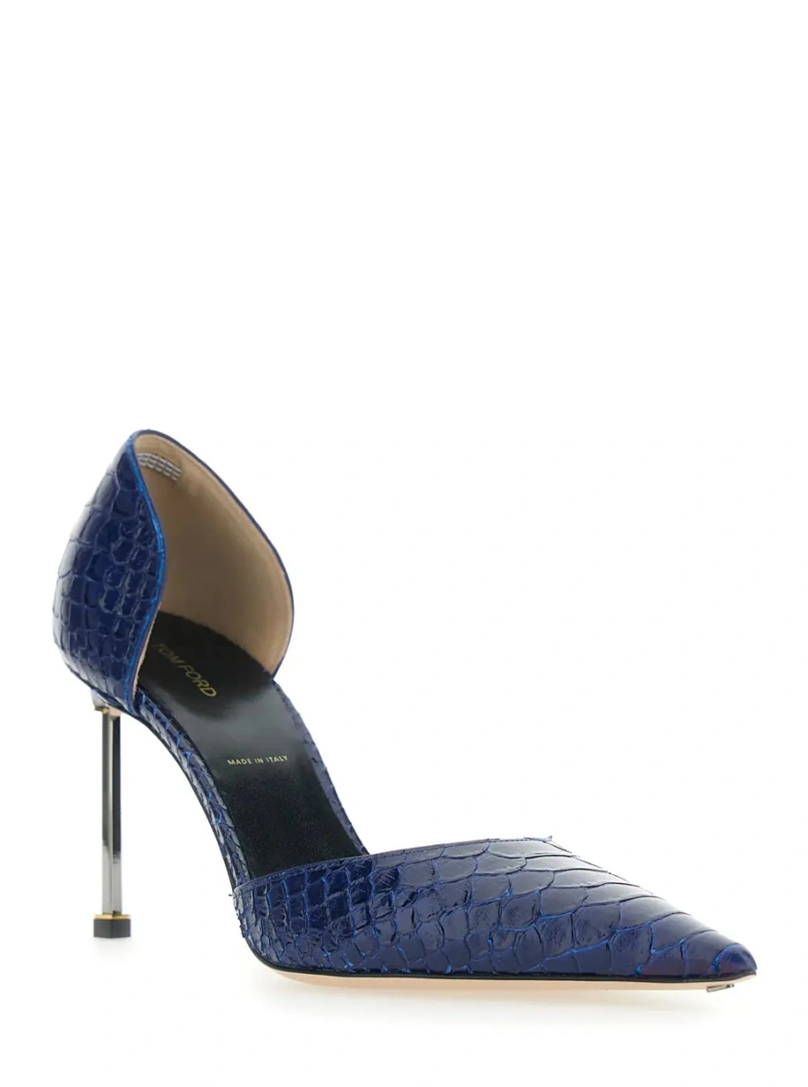 Pantofi cu toc Tom Ford albastri din piele - Img 2