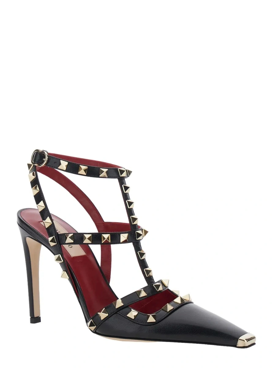 Pantofi cu toc Valentino Garavani 'Rockstud' negri din piele - Img 2