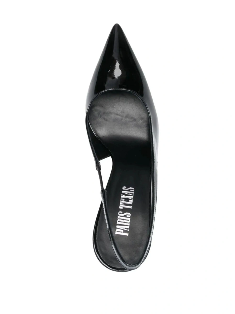 Pantofi 'Lidia' Black Slingback Pumps with High Stiletto Heel and Elasticized Strap in Patent Leather for Women - Img 7