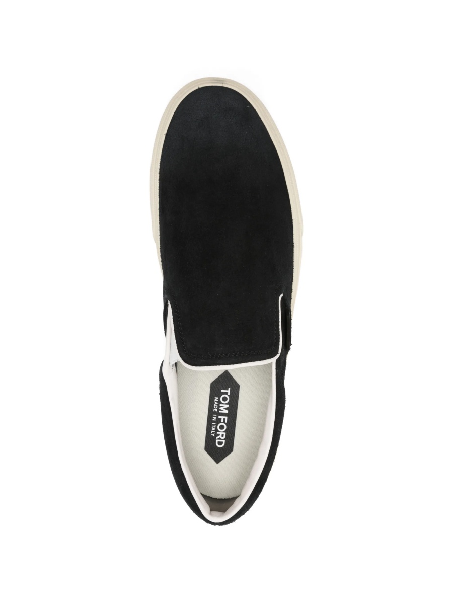 Pantofi slip-on Tom Ford negri din piele intoarsa - Img 4