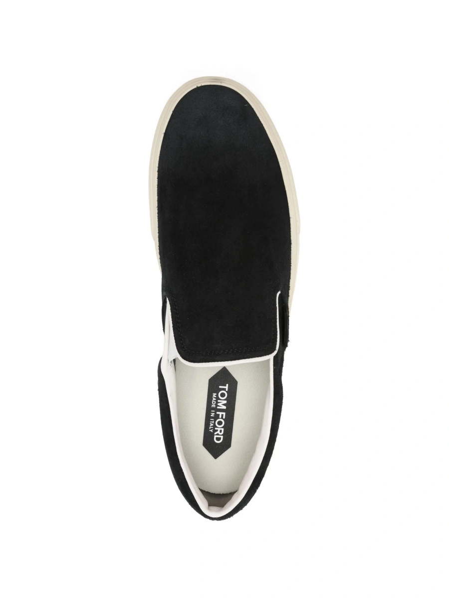 Pantofi slip-on Tom Ford negri din piele intoarsa - Img 4