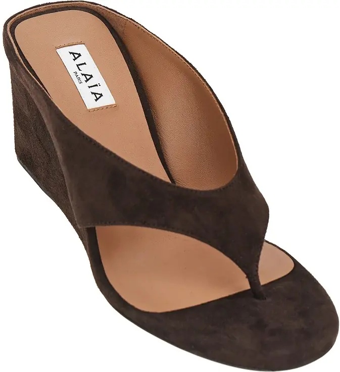 Pantofi Suede leather 'Cube' thong mules - Img 2