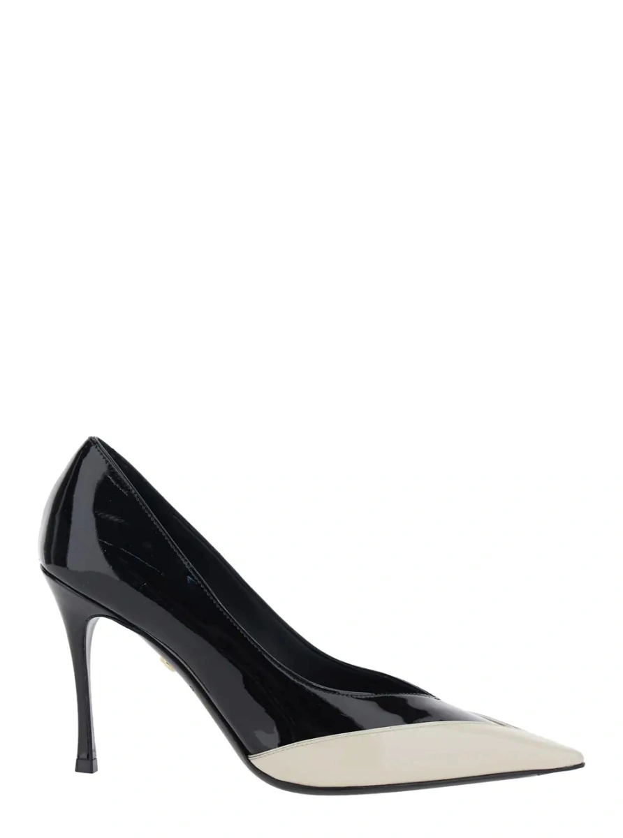 Pantofi 'Yasmin' white and black Pumps with pointed design in patent leather for women - Img 4