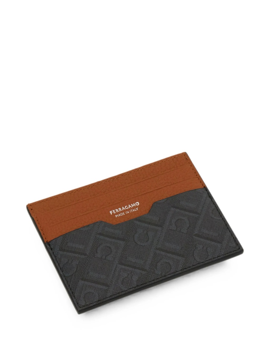Portofel Ferragamo negru din material textil si piele - Img 4