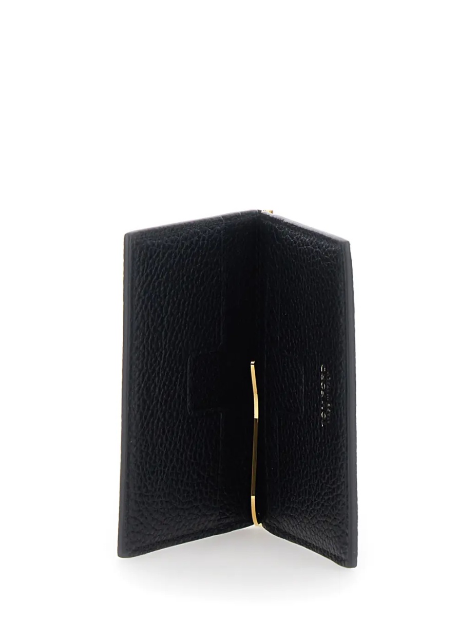 Portofele Black Bi-Fold Wallet with Money Clip and Logo Lettering on the Front in Leather for Men - Img 3