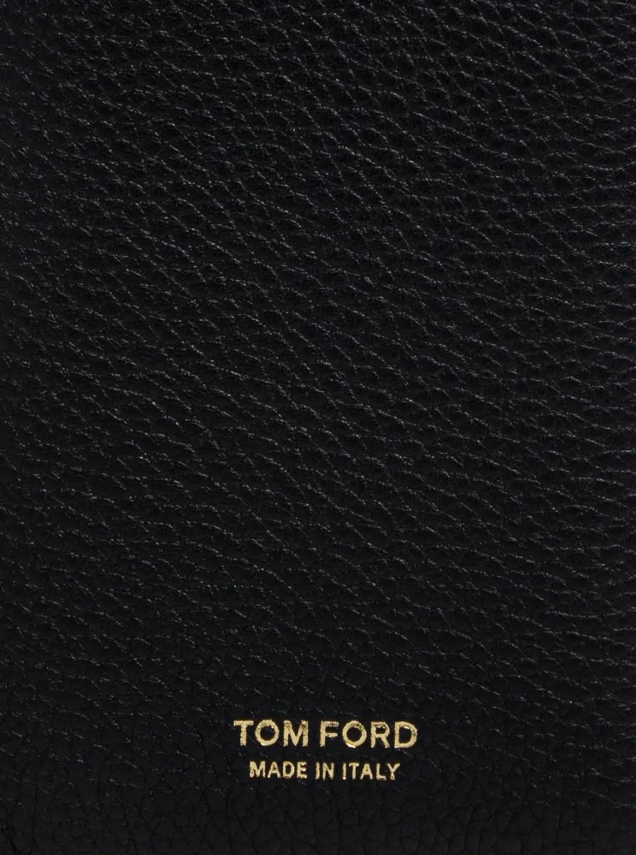 Portofele Card holder with logo lettering embossed on the front in grained black leather for men - Img 3